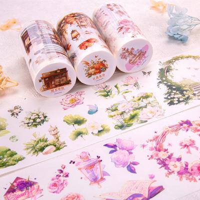 8*300cm 1roll Spring Rose Theme Tape Sticker Decorative Hand Account Diary Album Scrapbooking Accessories Masking Tape