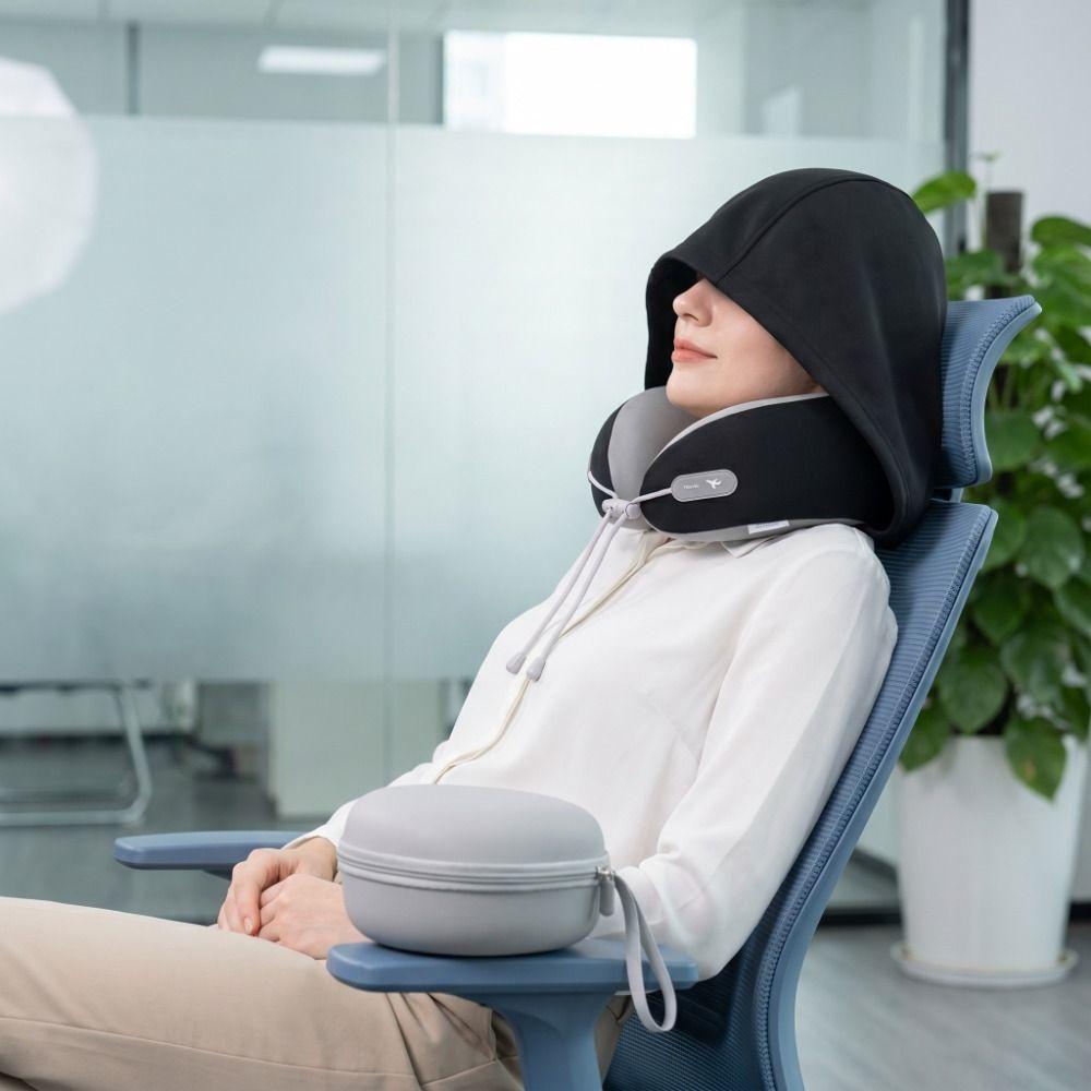 Soft Hooded Neck Pillow Portable U-Shaped Pillow Nap Travel Pillow Airplane