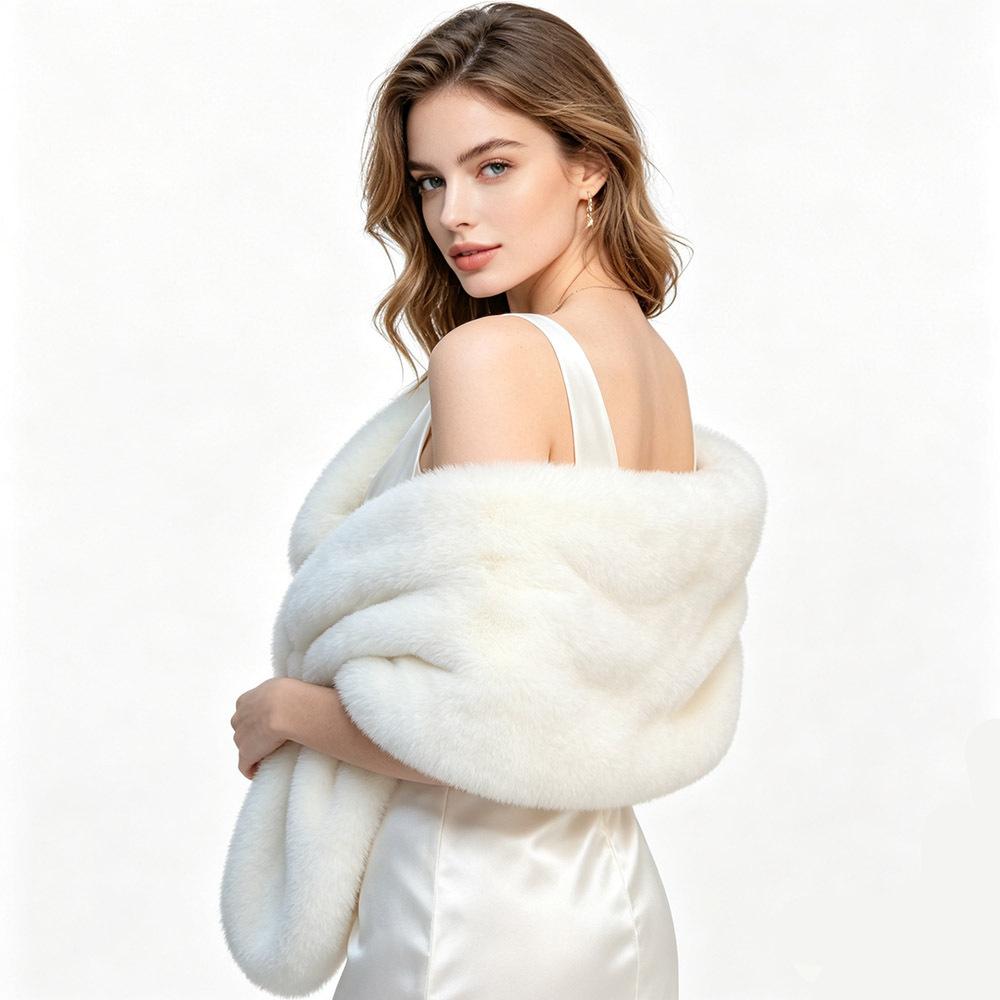 Imitation fur shawl lapel bridal cheongsam autumn and winter Rex rabbit hair cape spot elegant celebrity shoulder