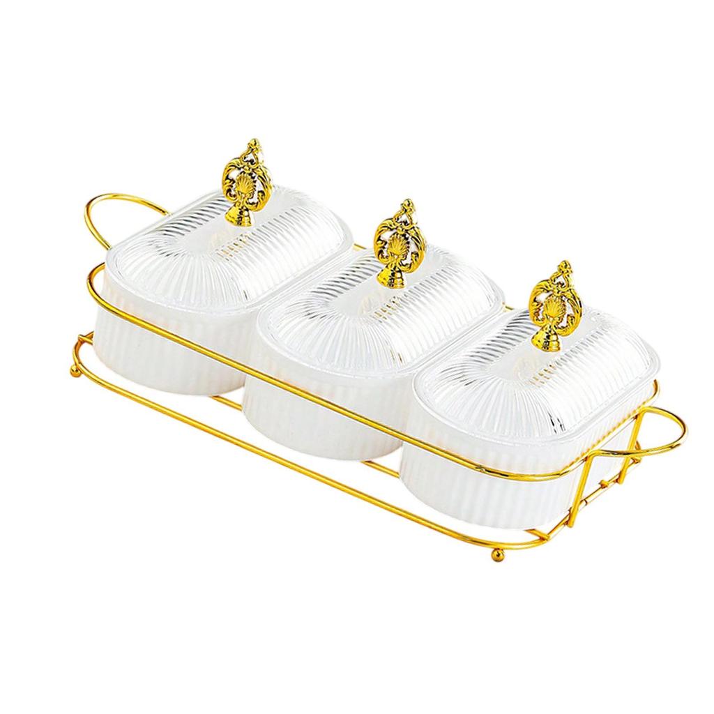 Dry Fruit Tray with Lid Snacks Dish Divided Serving Platter Appetizer Plate for Party Kitchen Dining Room Living Room Cookies