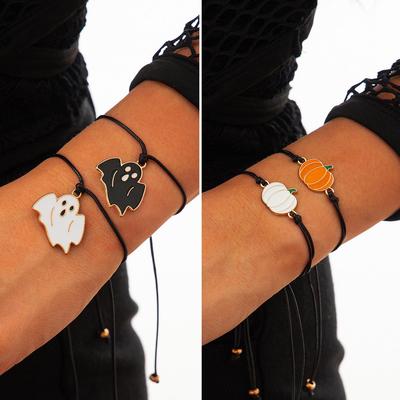 Europäisches und amerikanisches grenzüberschreitendes Gothic-Fledermaus-Armbandset: Wachsband aus Leder mit Anhänger aus dunkler Legierung