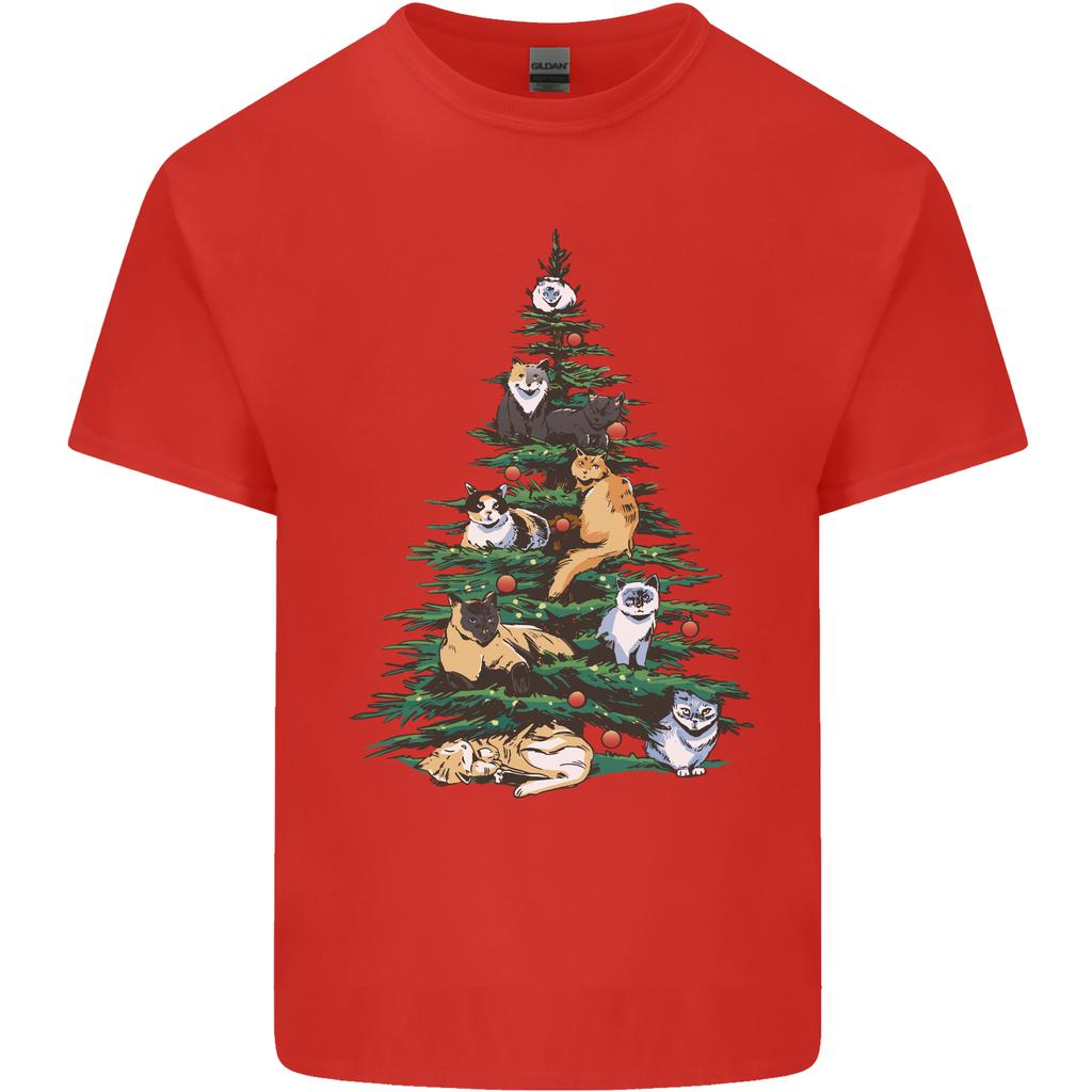 Cat Christmas Tree Unisexs Light Cotton TShirt