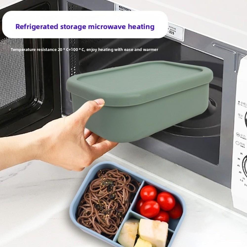 700/1300ml 3 Gird Lunch Box Divided Leakproof Baby Food Container BPA Free Silicone Microwave Oven Lunch Box Office Worker