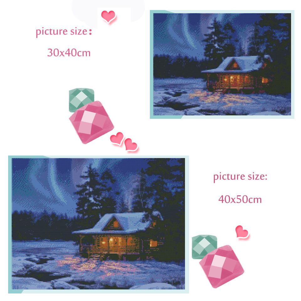Huacan Full Square Diamond Painting Landscape Diamond Embroidery Snow Scene Picture Rhinestone Mosaic Painting