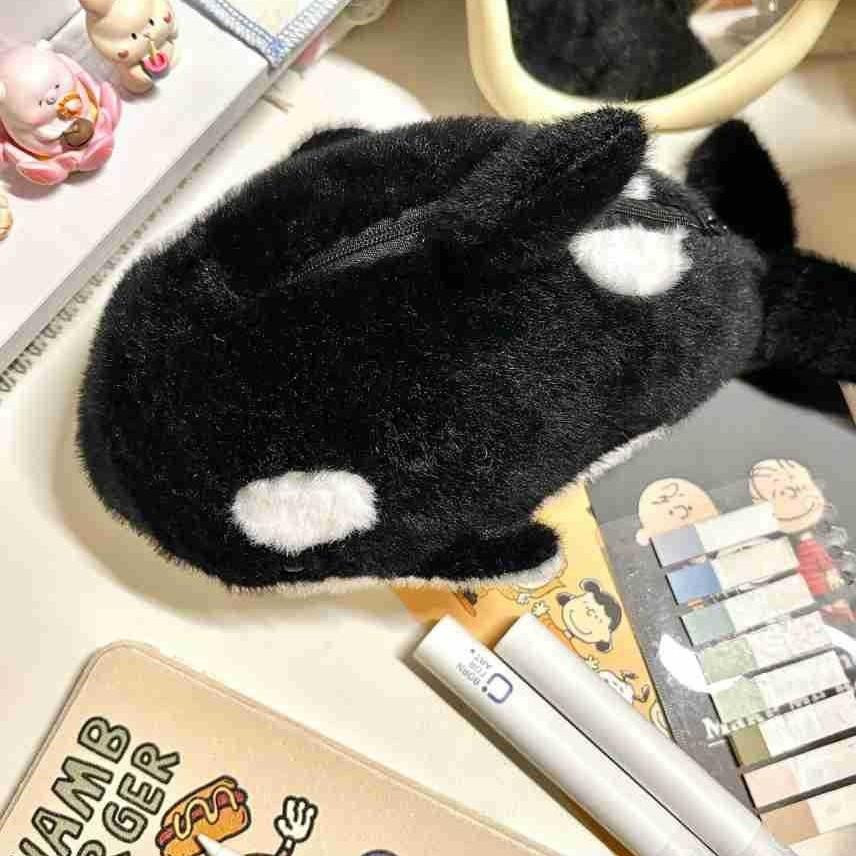 Orcinus Orca Plush Pencil Case For Students With Large Capacity And Cute Design