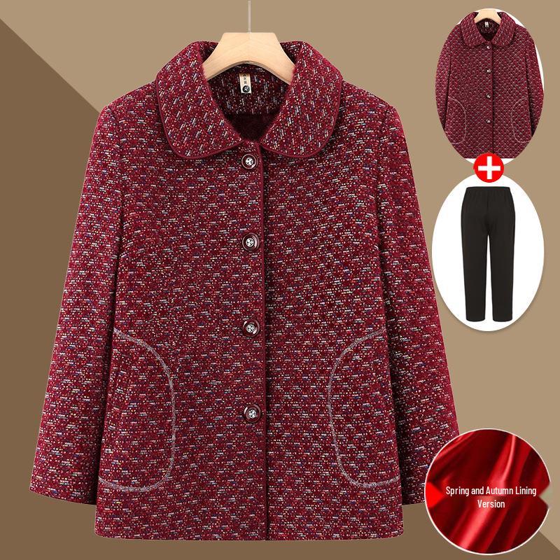 Spring and Autumn Outerwear for Middle-aged and Elderly Women, Plus Size, Short Style, Ages 60-80.