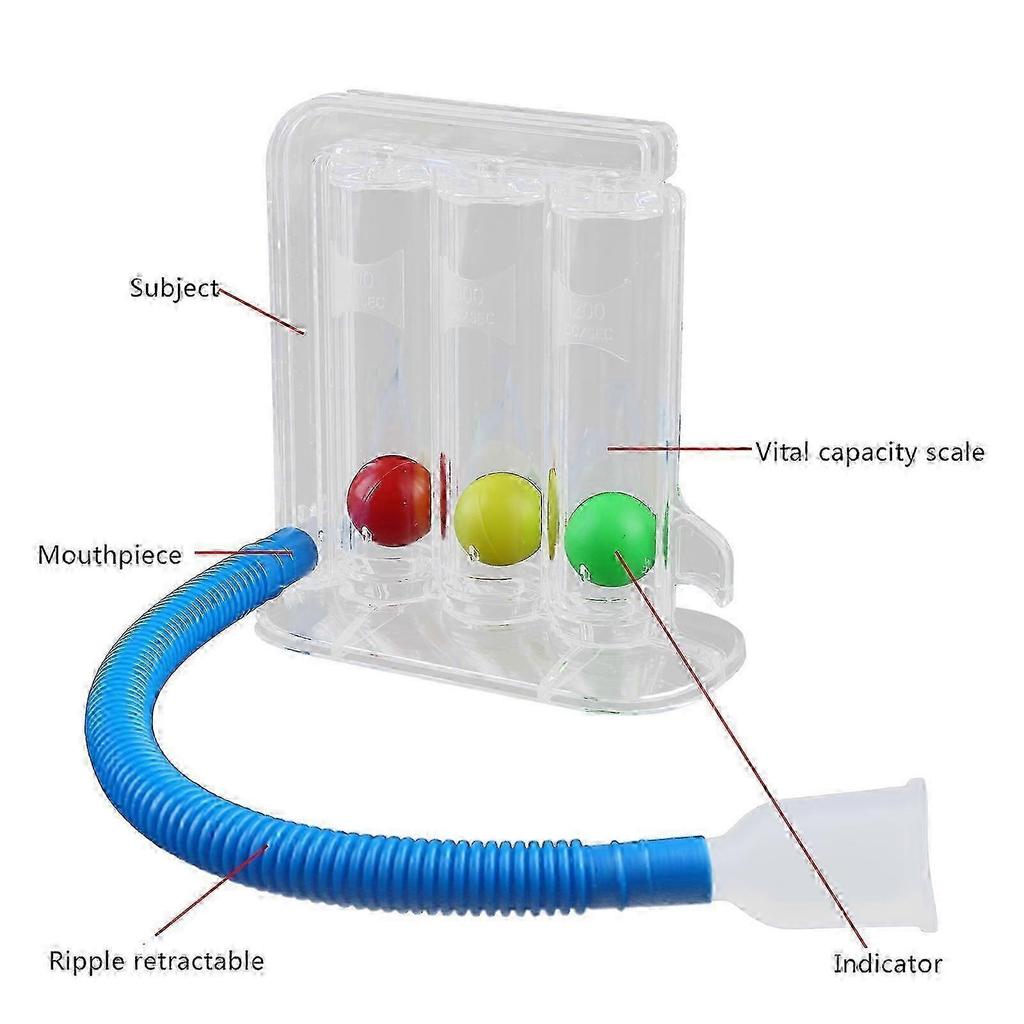 3 Ball Deep Breathing Exerciser Device Lung Capacity Trainer Spirometer Kit for Respiratory Exercises Measurements