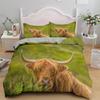 Highland Cattle Duvet Cover Set Flower Pattern Farm Animals Polyester Comforter Cover King Queen Size For Adult Men Bedding Set