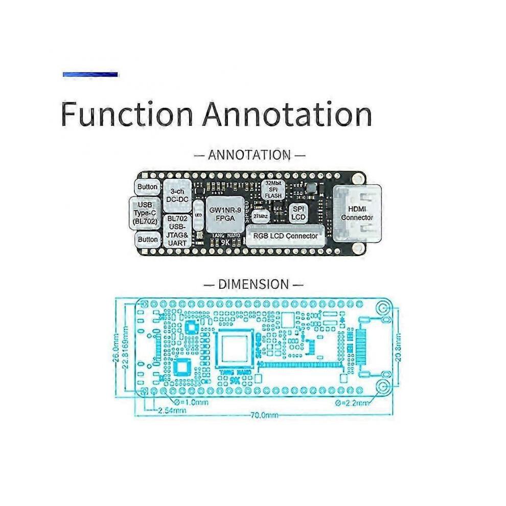 Für Tang Nano 9K FPGA Entwicklungsplatine GOWIN GW1NR-9 RISC-V HD mit Typ-C-Kabel js