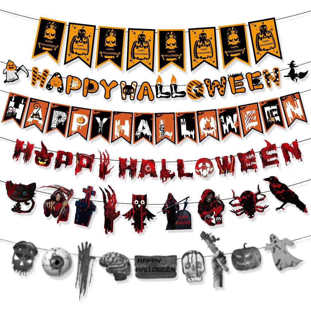 Halloween Themed Party Arrangement Latte Ghost Festival Window Mall Decoration Latte Flag