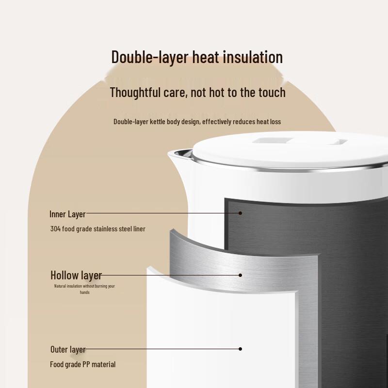 AUCMA 1.8L 304 Stainless Steel Double-Wall Electric Kettle
