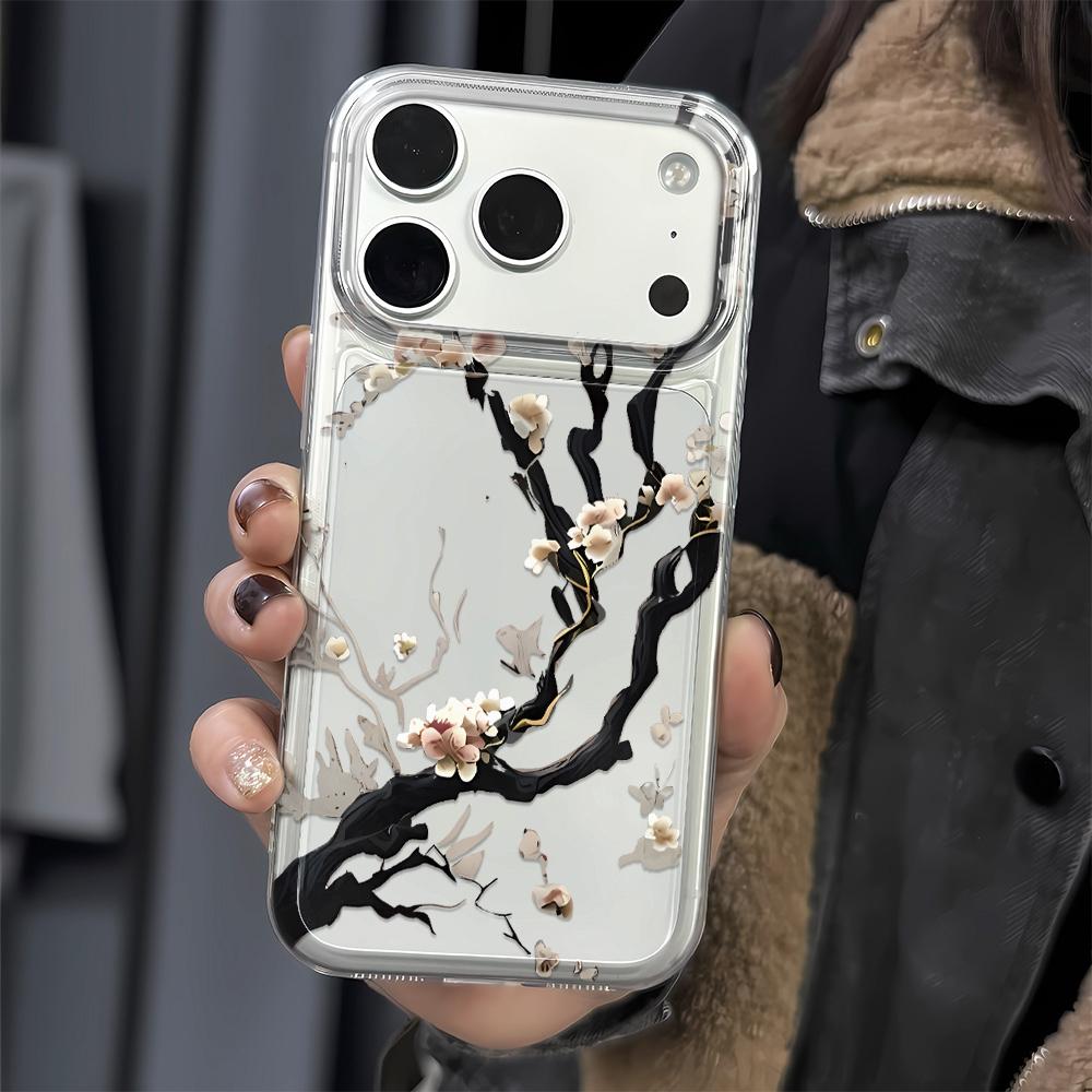 New Chinese Flower Branches Phone Case For Iphone 14 Pro Max 16 15 14 Pro 13 17 Air 12 11 15 Plus Shockproof Silicone Soft Cover