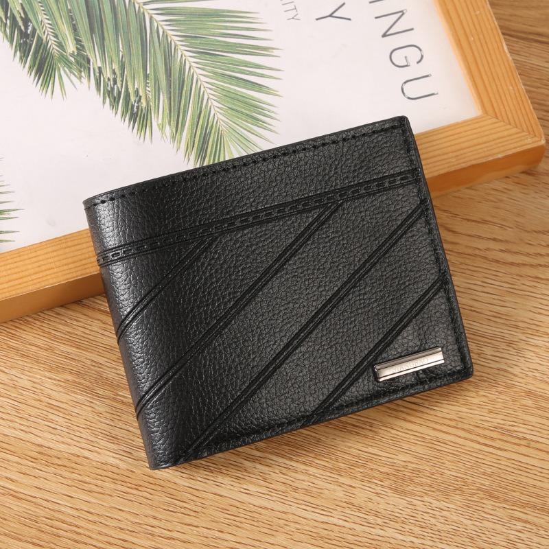 Men's Wallet Short Casual Fashion Simple Thin Leather Clip Blue Large Capacity Men's Wallet Card Bag Change Bag