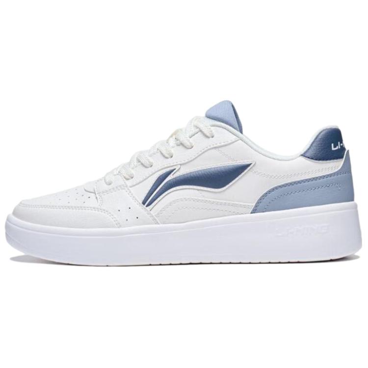Li Ning Sycee Slip Resistant Cushioning Abrasion Resistant Height Increasing Low top Skateboard Shoes Men's White Blue AGCT339-4