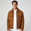 European and American men's jacket suede men's tooling zipper large pocket casual lapel spring and autumn jacket