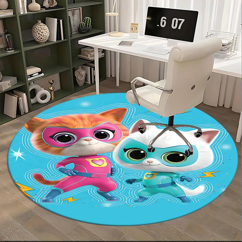 Superhero Cats Chair Mat - Round Carpet for Home Decor, Office, Living Room
