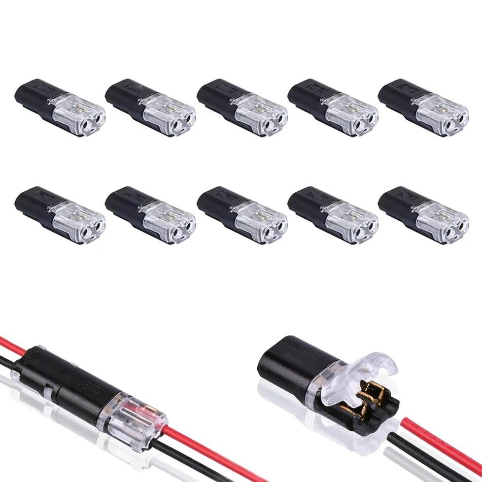 10/20pcs 2 Pin 2 Way Universal Compact Wire Terminals, No Wire-Stripping Required, Toolless Spring Wire Connectors, Quick Splice