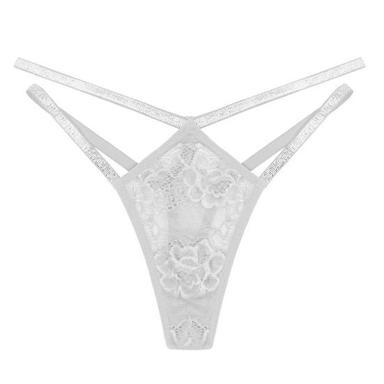 Sexy ženy Tanga G-string Nízký pas Průhledný Průsvitný Dutý Květinová Krajka Drahokamy Ramínka Prodyšné Měkké Dámské Spodní prádlo Krátké kalhotky