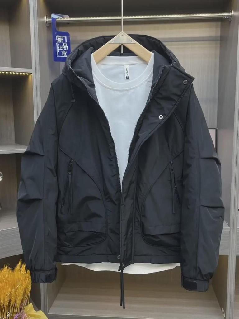 Men's 2024 Trendy Casual Solid Color Hooded Jacket