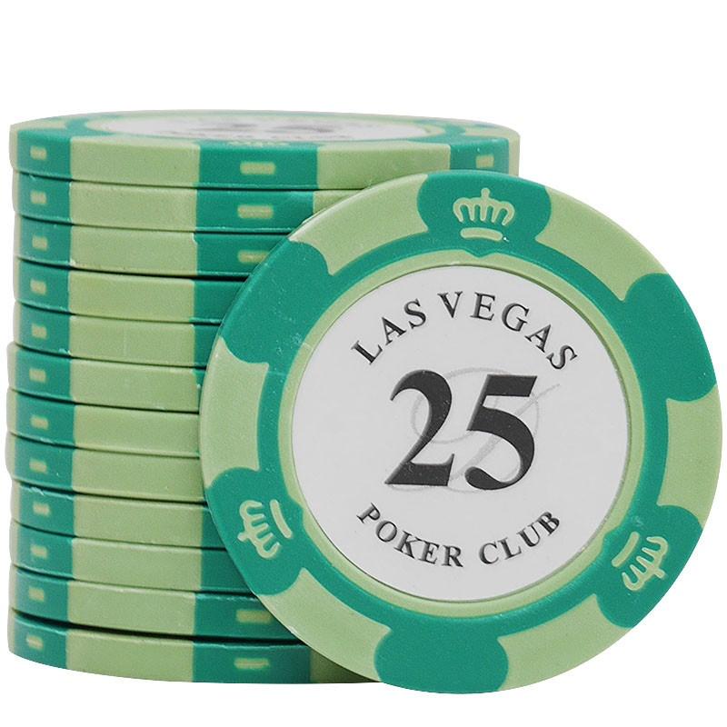 

10 шт./лот, глиняные фишки для покера Лас-Вегаса, 14 г, набор монет для казино, 40 мм, монета, фишки для покера, развлекательные долларовые монеты, карточная игра, Лас-Вегас 25 value 10pcs
