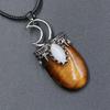 Natural Stone Crystal Quartz Amethyst Necklace Natural Stone Wall Hanging Moon Stone Pendant Necklace for Women Party Jewelry
