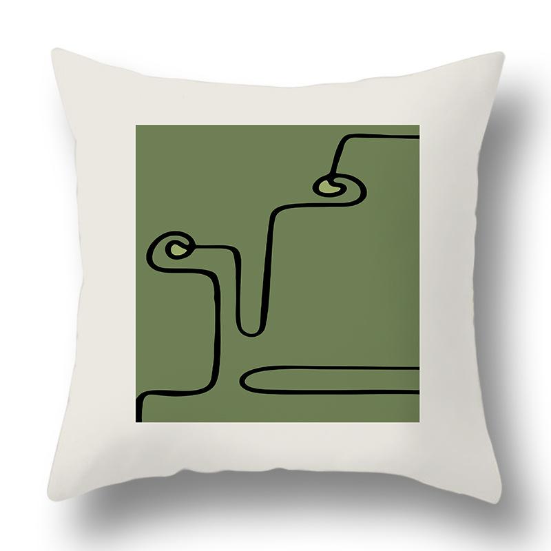 Nordic Abstract Green Geometric Pillowcase Flower Print Home Petal Velvet Pillow Cushion Cover