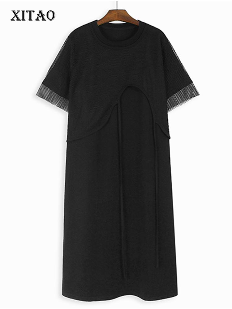 

Xitao Черное женское повседневное платье из двух частей WLD20139 One Size чёрный