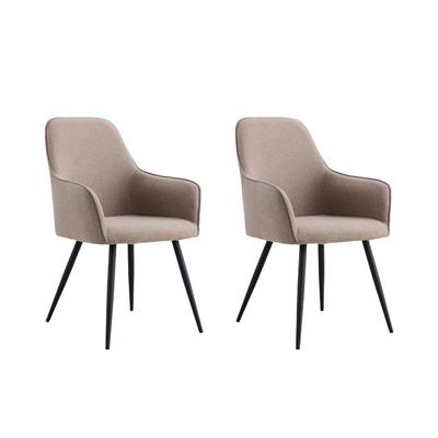 Set de 2 fotolii de dining 65x57x87 cm din material textil nisipiu și metal negru - NYLA