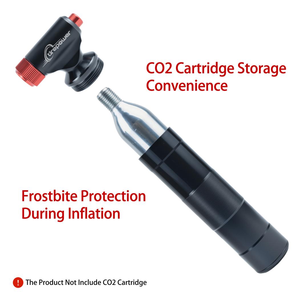 CO2 Inflator with Cartridge Storage Canister Quick Easy Safe for Presta Schrader Bicycle Tire Pump for Road and Mountain Bikes