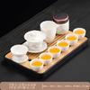 High-end tea set, ink, suet jade, kung fu white porcelain set, high-end teapot for home use, holiday gift