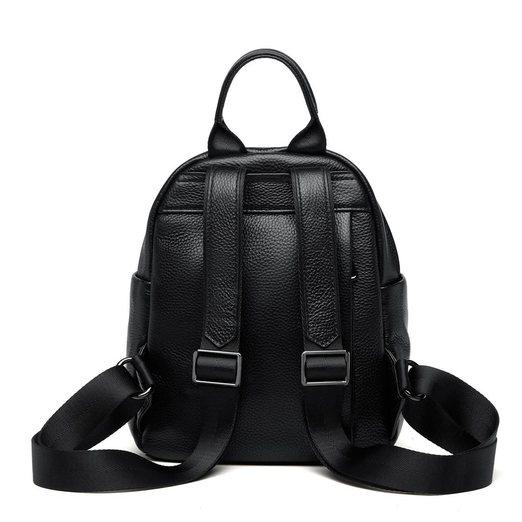 Rucsacuri din piele naturală pentru femei, piele moale neagră, geantă funcțională pentru student, ediție limitată, culoare solidă, autentic