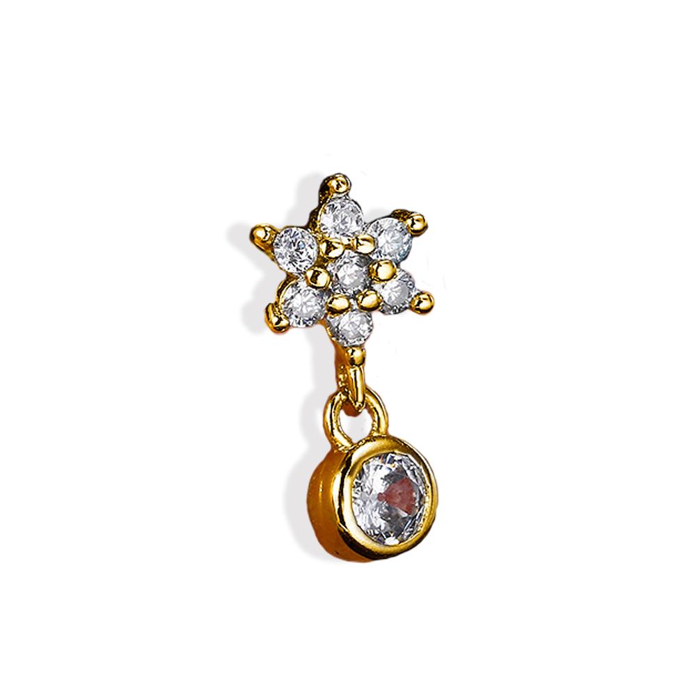 1pc Fashion exquisite Zircon gold color Snowflake Stud Earrings For Women Girls simple Fashion Piercing Helix Tragus Jewelry