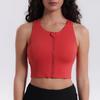 High-Impact Lycra Sports Bra with Front Zipper and Fixed Cups
