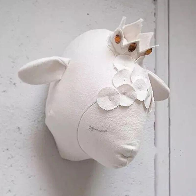 Ins Animals Unicorn Deer Head Toys Wall Hanging Mounts Decor 3D Head Wall Hanging Ornaments Art Kids Room Wall Decoration Toys