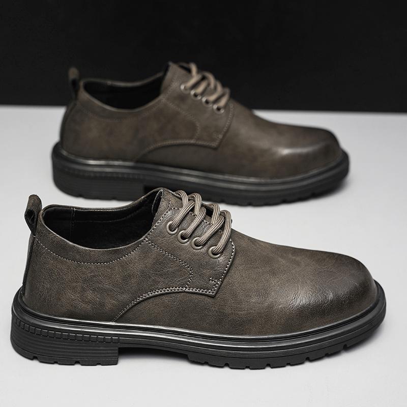 

2024 Новые ботинки для альпинизма из коровьей кожи на шнуровке, мужская повседневная рабочая обувь, мужская повседневная кожаная обувь на осень и зиму, короткие ботинки 44 хаки