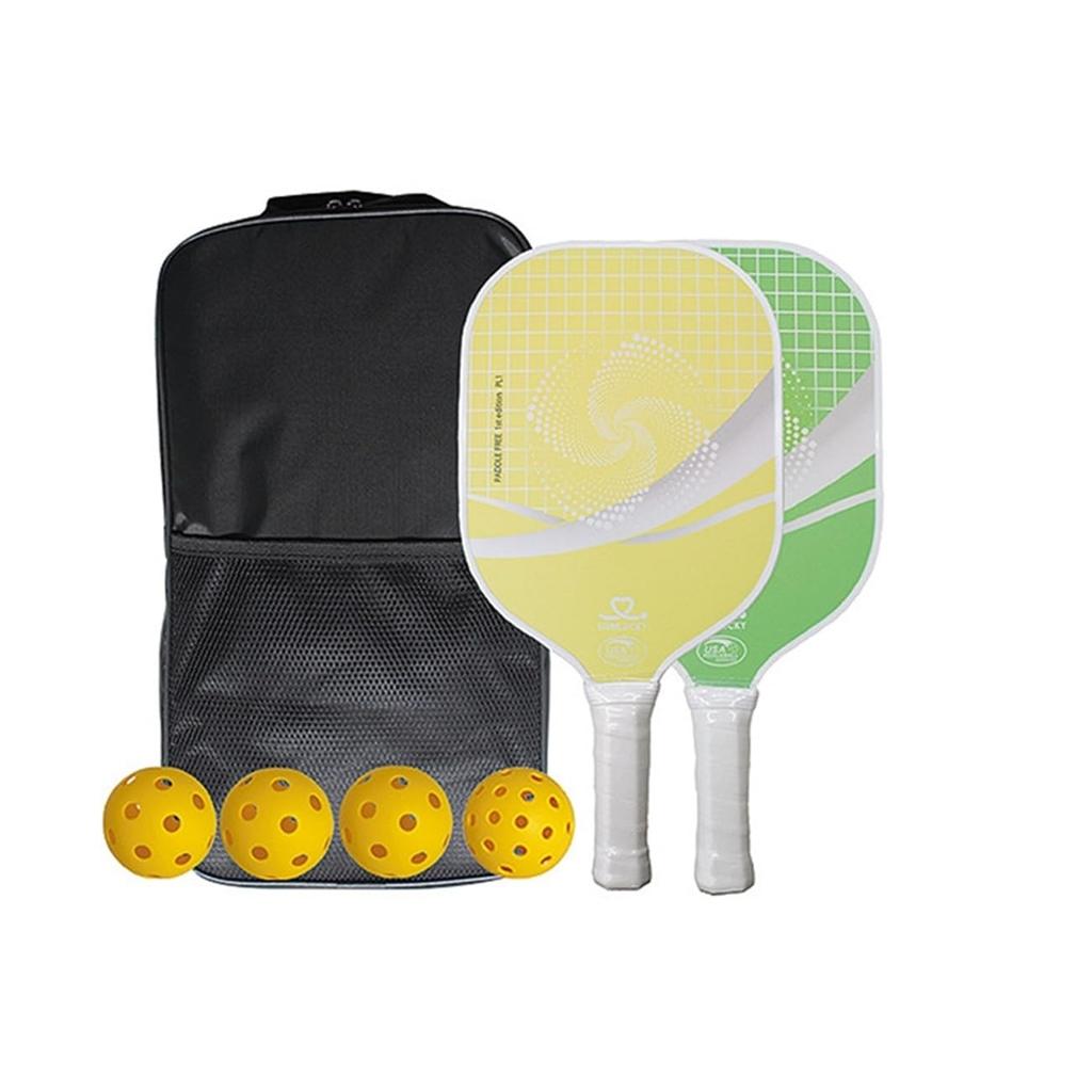 SUNLUCKY PLX Pickleball Starter Set 2 Carbon Fiber PP Paddles 4 Indoor and Outdoor Balls