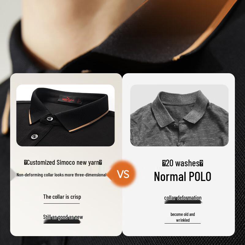 Septwolves Men s Silk Blend Long Sleeve Business Polo Shirt 3XL