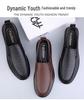 Men's Autumn Casual Slip-On Loafers: First Layer Cowhide Leather, Thick Sole, Breathable for Middle-Aged.