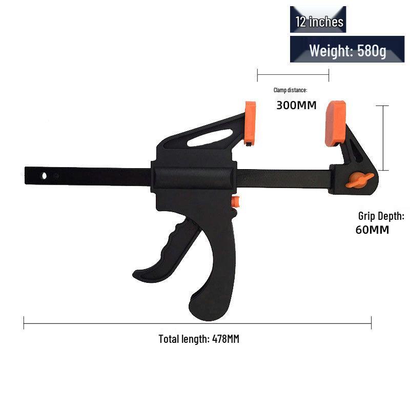 Two-Way Quick-Release Woodworking F-Clamp, Nylon Trigger Type for Board Fixing