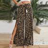 Fashion Women's Printed Casual  Wide Leg Pants Straight Leg Pants Slit Pants