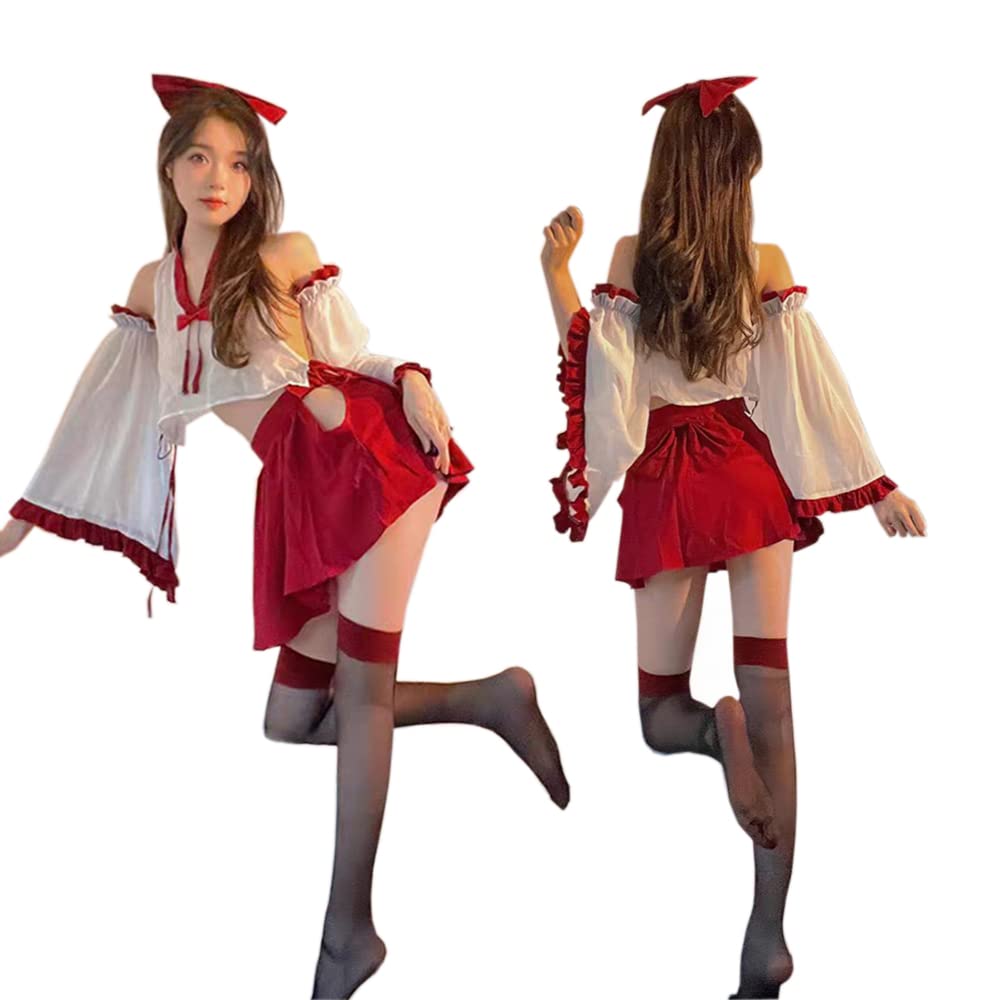 SHLYMP Shrine Maiden Clothes Shrine Maiden Girl Sexy Cosplay Erotic Extreme Erotic Japanese Clothes Shrine Maiden Babydoll Lingerie Underwear Bikini