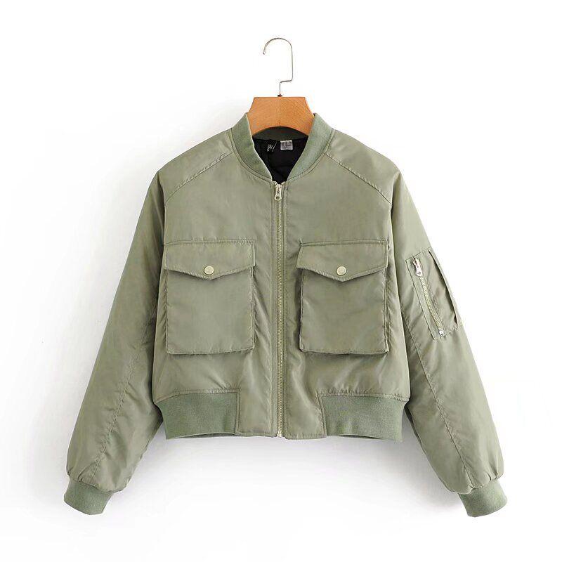 Fashion Style 2024 Fall and Winter New Arrival Women's Pocket Long Sleeves Versatile Style Flight Jacket Cotton-Padded Jacket
