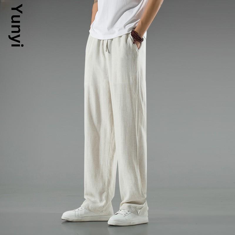 Men's Retro Style Loose Linen Pants - Breathable, Large Size, Straight Leg, Cotton Hanfu Trousers