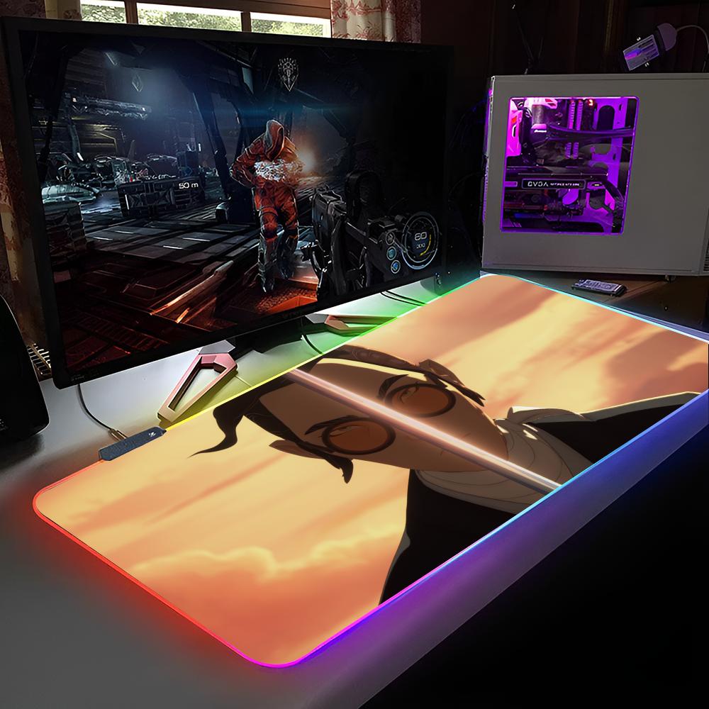 B-Синеглазый Самурай Коврик для Мыши RGB Подсветка Коврик для Мыши Коврик для Мыши Ноутбука Ноутбук Геймер Компьютерный Стол Игровые Аксессуары RGB600x300x3mm