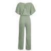 Women's Elegant Slimming Jumpsuit Solid Color Short Sleeve Batwing Lace Up Waist Commuting Pantis Fashion