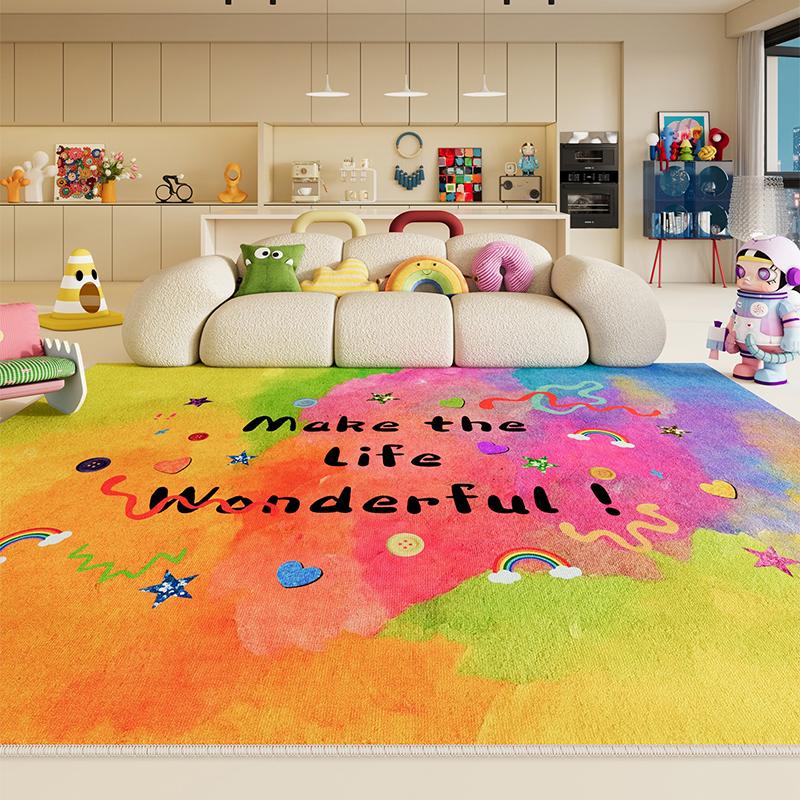 

Living Room Carpet Non-slip Waterproof Dirt-resistant Floor Mat Colorful Letter Cute Pattern Rug Large Size Home Decoration Mat 50x80cm