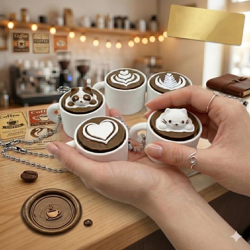 Mini Simulation Latte Coffee Cup Keychain Soft Press Anti-Anxiety Fidget Toy Lovely Ornament for Backpack Key Accessories