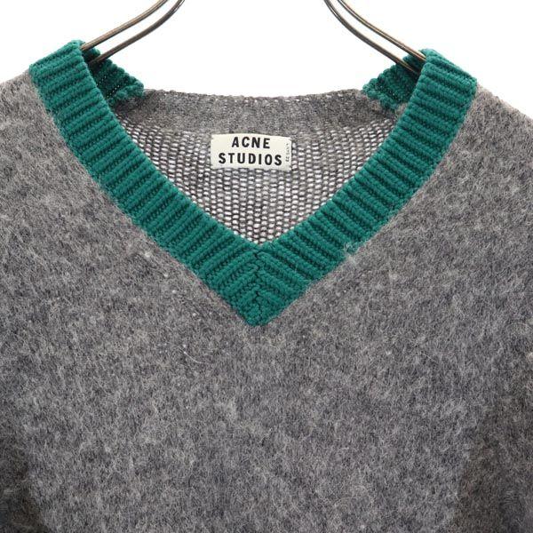 ACNE STUDIOS wool blend Long sleeve V neck knit XS Gray sweater Men's Used