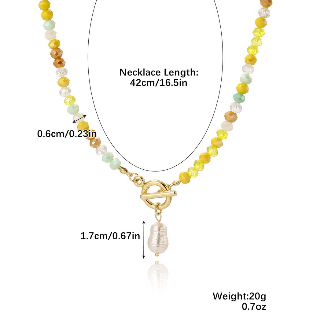Necklace for Women No Color Loss Simple Rice Beads Beaded Necklace Women Light Niche Fashion Colorful Crystal Necklace Elegant Necklace