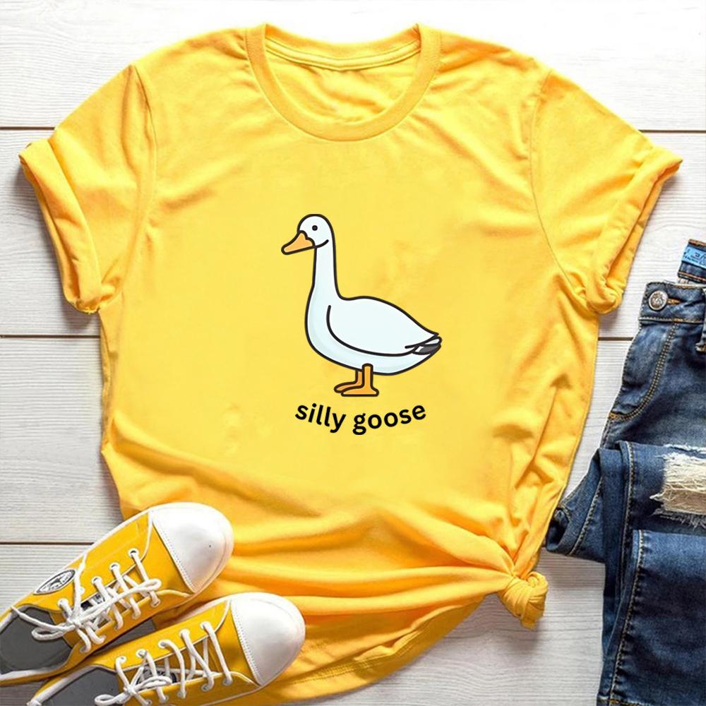 Silly Goose TShirt Cute Goose Short Sleeve Shirts Silly Goose University Shirt Funny Goose Tee Unisex Trendy Summer Casual Tops